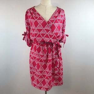 Old Navy Red Geometric Print  Wrap Dress